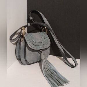 Bluish-Grey Tassel Crossbody Bag